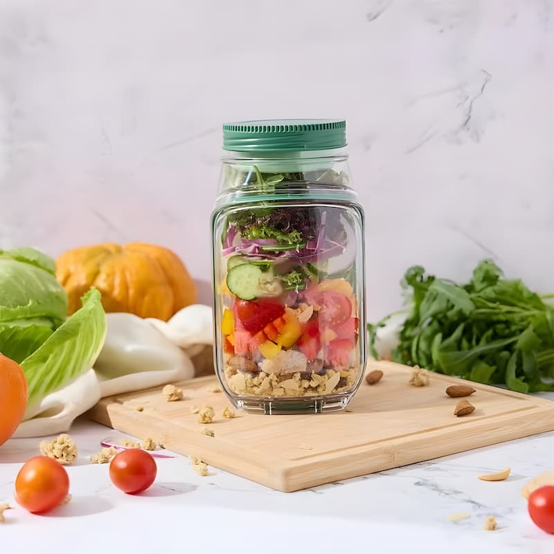 Glass Salad Container with Lid – Fresh Ingredients, No Soggy Salad