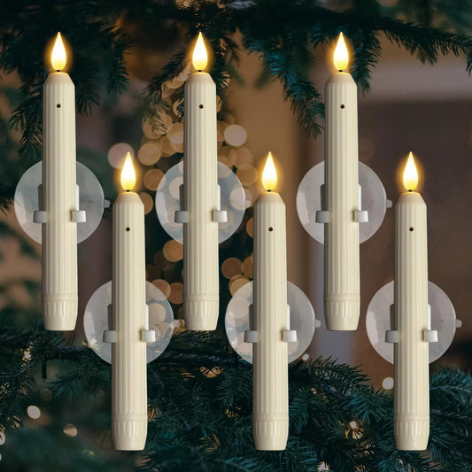 Flameless LED Window Candles with Twilight Sensor, Set of 6