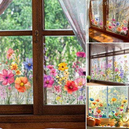 Floral Window Clings for Glass – Sunlight-Enhancing Flower Decals for Home & Kitchen