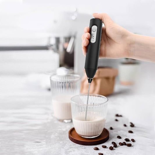 Electric Milk Frother Handheld — For Latte, Cappuccino & Cocoa