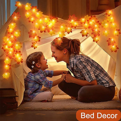 Autumn Maple Leaf LED String Lights — Warm Light & Cozy Atmosphere