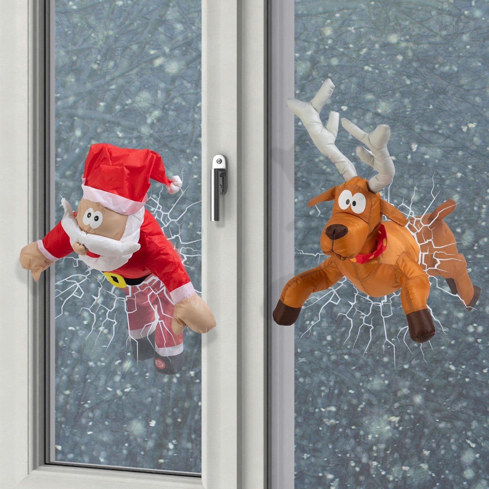 Lustige Santa-Crash-Fensterdeko — Für Haus & Büro zur Weihnachtszeit Mivoza Deutschland