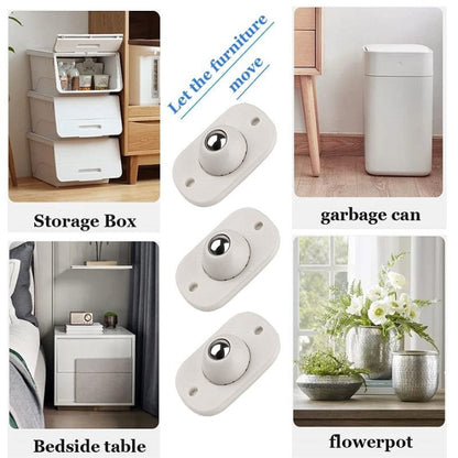 Universal Self-Adhesive 360° Swivel Wheels – Stainless Steel, Easy No-Tool Install for Furniture, Storage and More (8-Pieces)