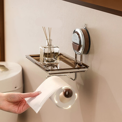Drill-Free Toilet Paper Holder with Flexible Mount