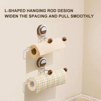 Drill-free Paper Towel Holder – Kitchen Organizer with Suction Cup and Spring Rod