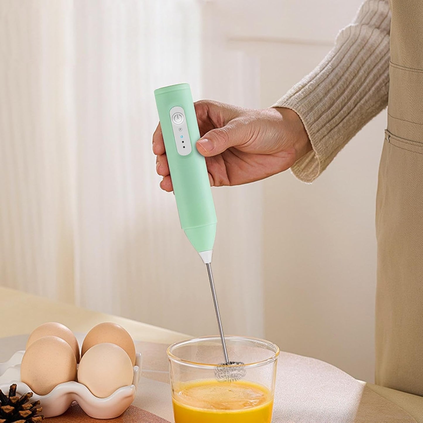 Electric Milk Frother Handheld — For Latte, Cappuccino & Cocoa