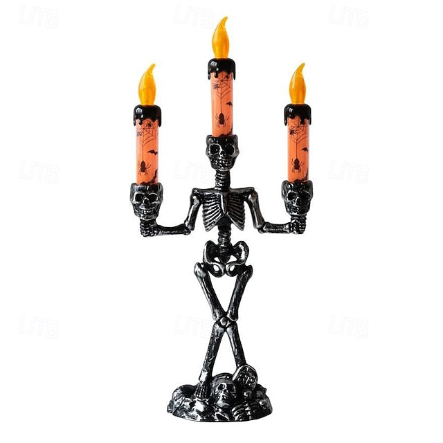 Skeleton Candle Holder Lamp — Spooky Table Decoration for Halloween