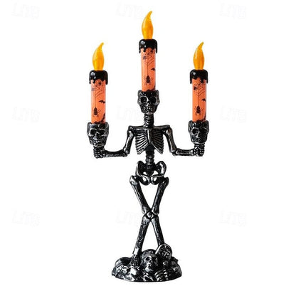Skeleton Candle Holder Lamp — Spooky Table Decoration for Halloween
