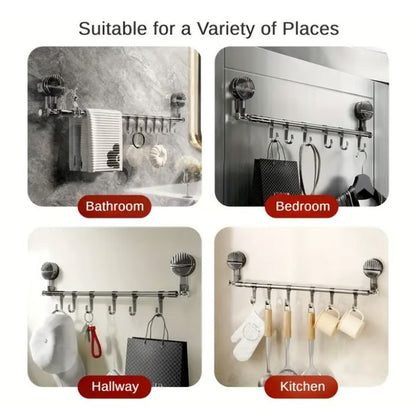 Adjustable stainless steel towel rack with suction cups