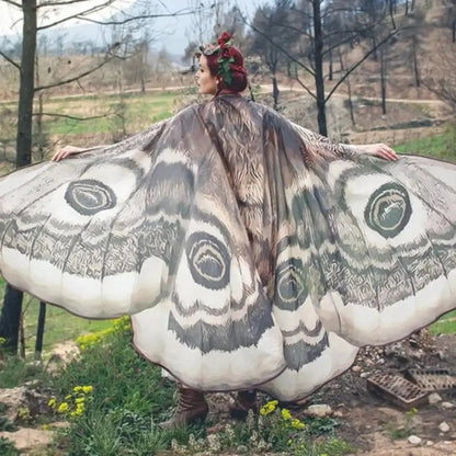 Grey Moth Wings Shawl – Elegance Stunning Cape
