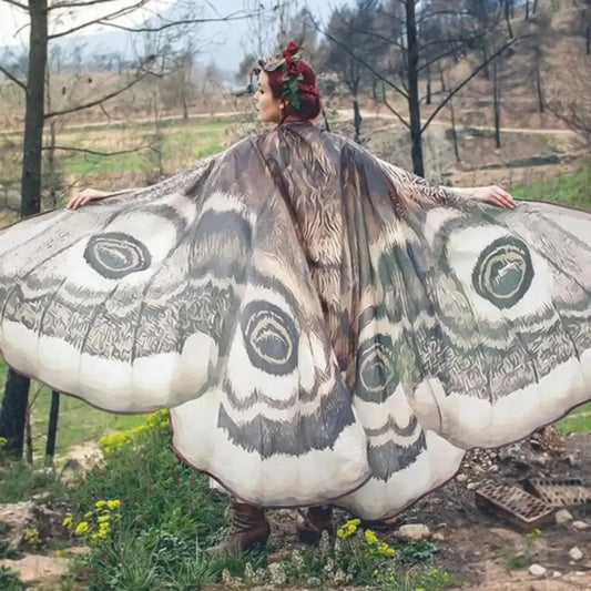 Grey Moth Wings Shawl – Elegance Stunning Cape