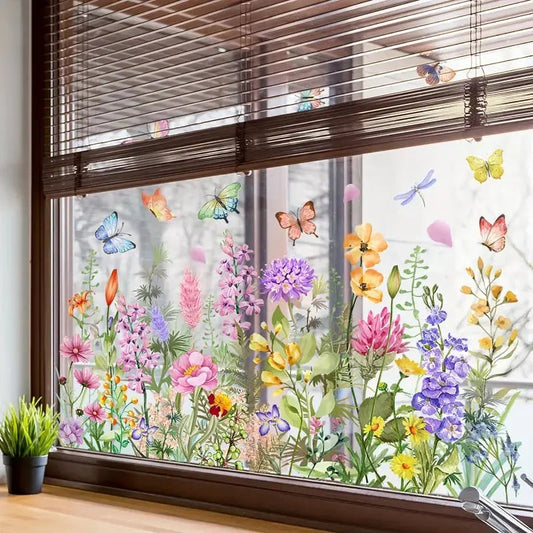 Floral Window Clings for Glass – Sunlight-Enhancing Flower Decals for Home & Kitchen