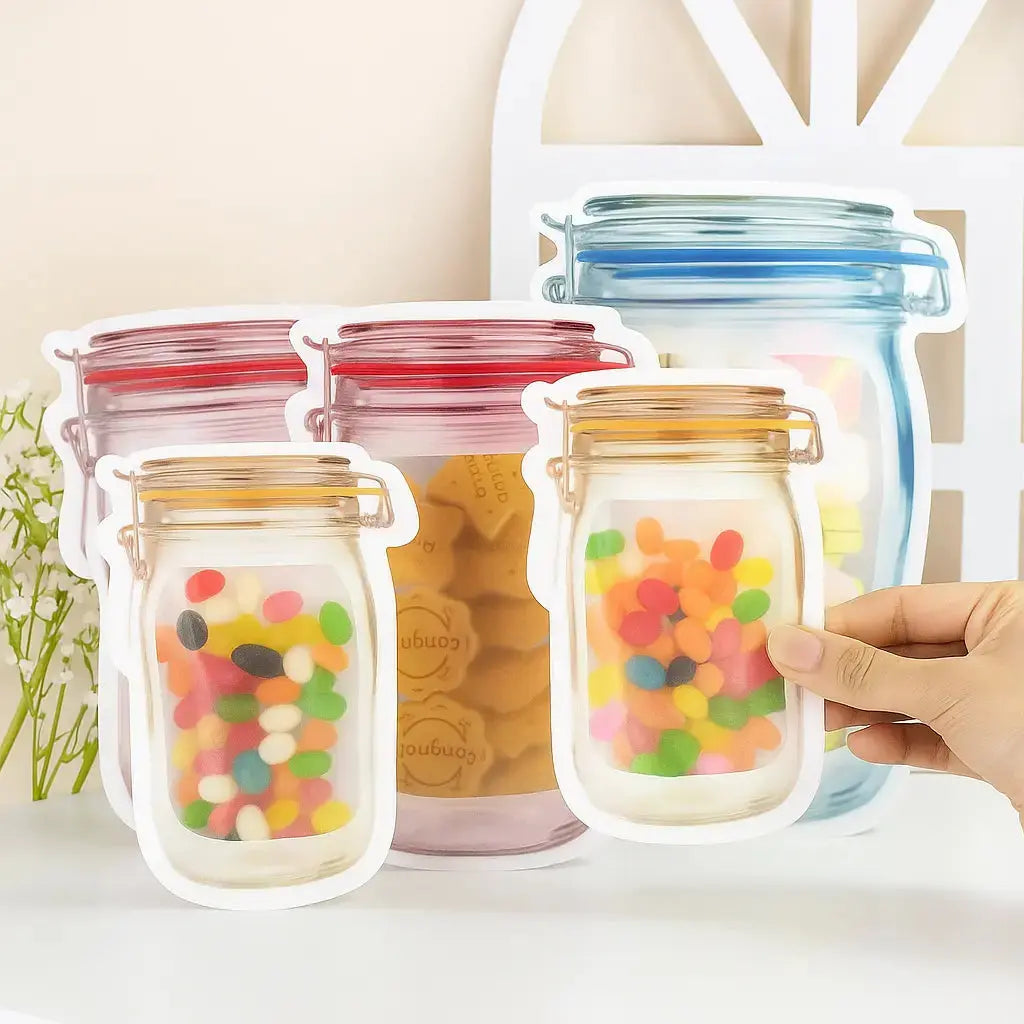 Ziplock Bags in Mason Jar Style – Reusable & Leak-Proof