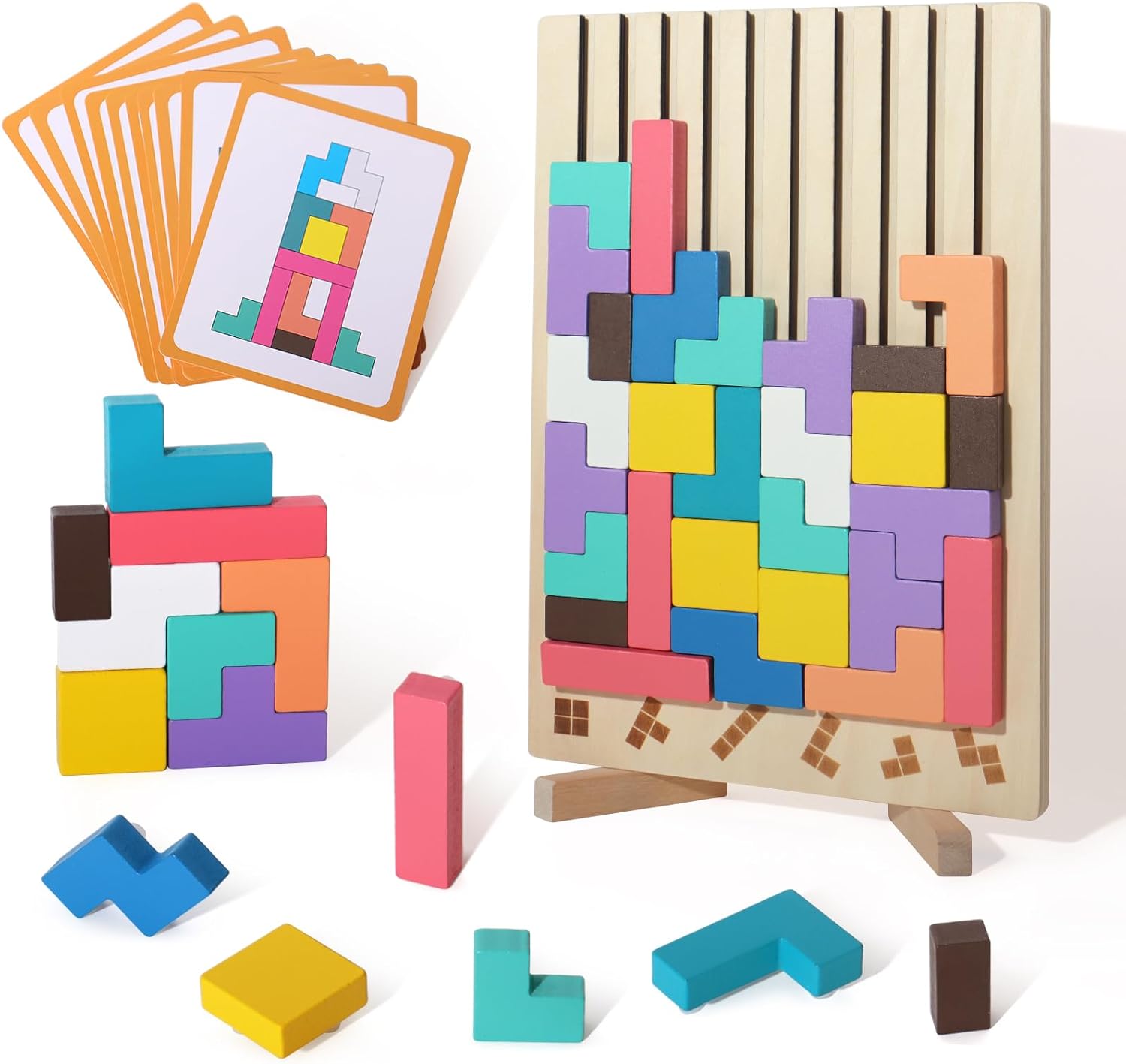 Wooden stacking game - Promotes logic, concentration and fine motor skills in children! Mivoza Germany