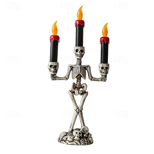 Skeleton Candle Holder Lamp — Spooky Table Decoration for Halloween