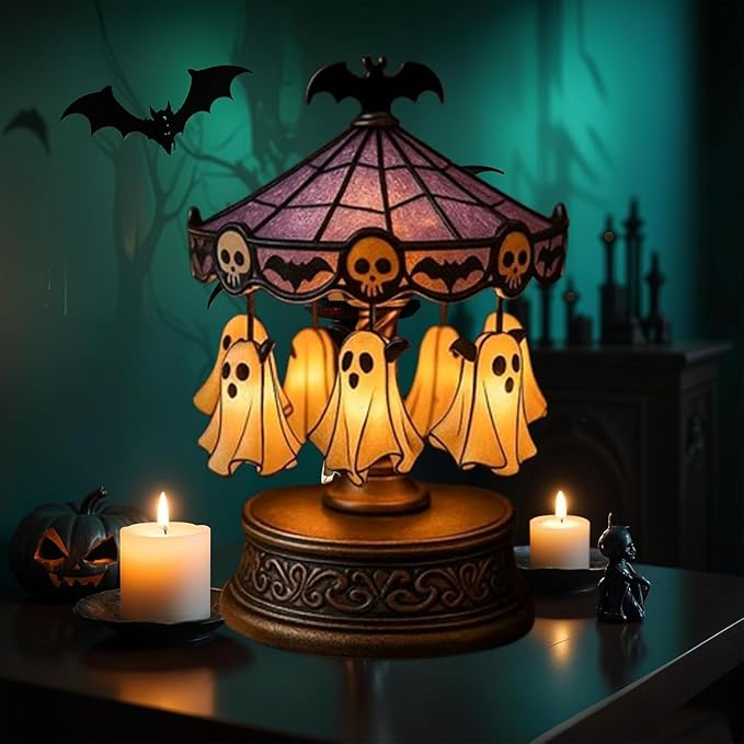 Halloween Ghost Carousel Light – Handmade Cozy Glow