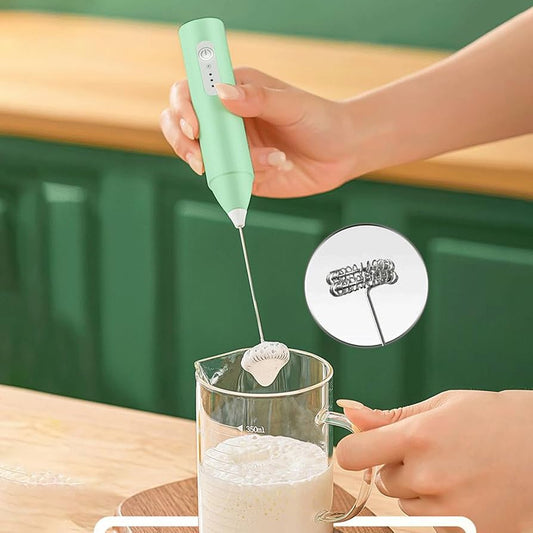 Electric Milk Frother Handheld — For Latte, Cappuccino & Cocoa