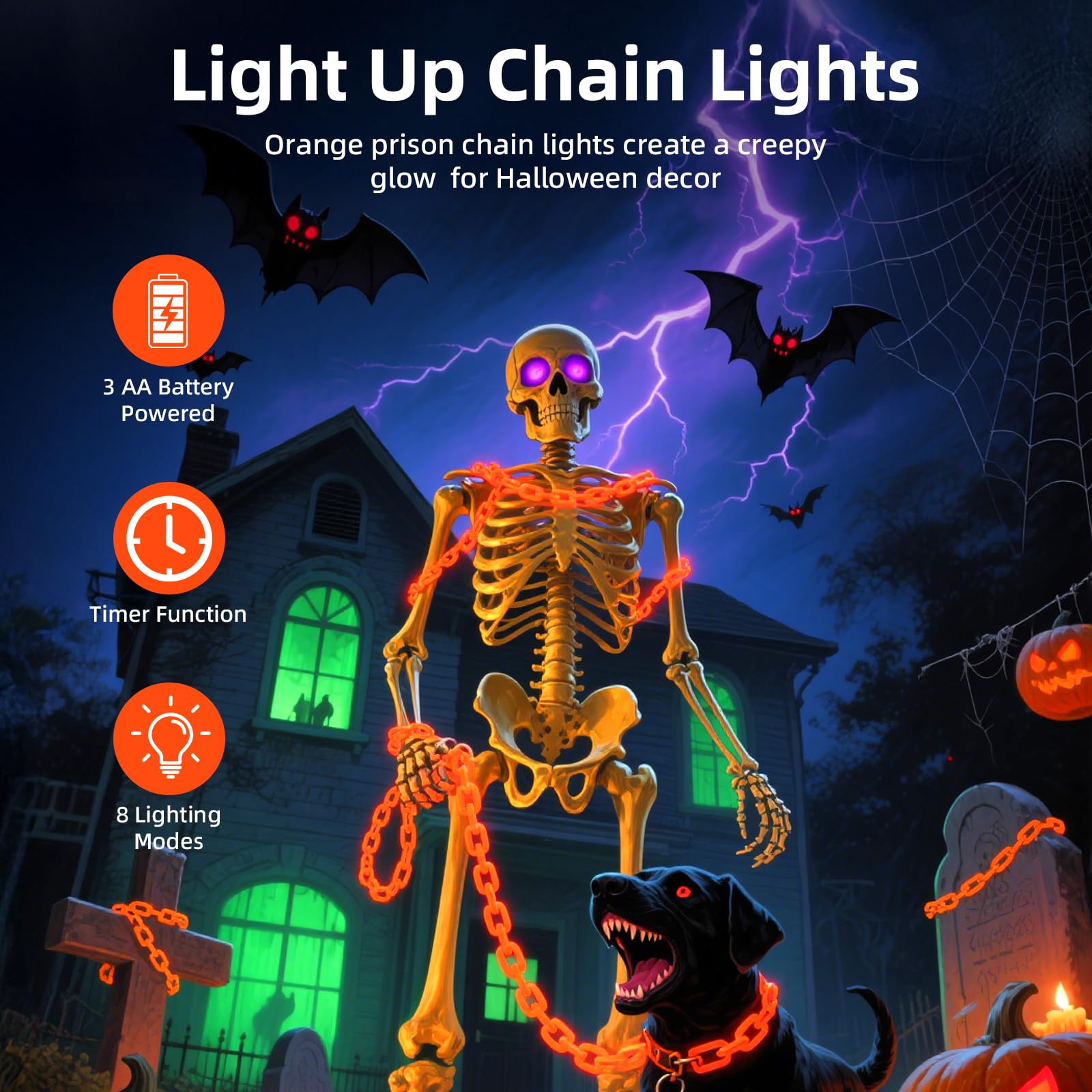 Halloween Chain-Link String Lights, Waterproof Mivoza Deutschland