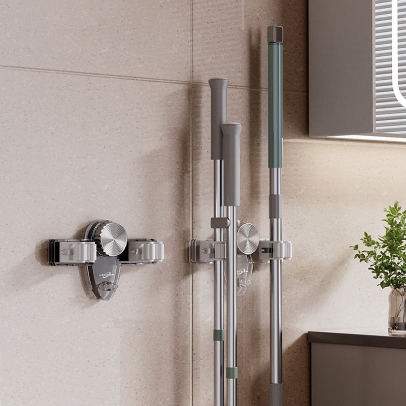 Broom clamp with suction cups - Space-saving wall bracket with adjustable hooks Mivoza Germany