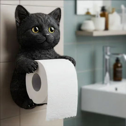 3D Cat Toilet Paper Holder with Easy Wall Mount