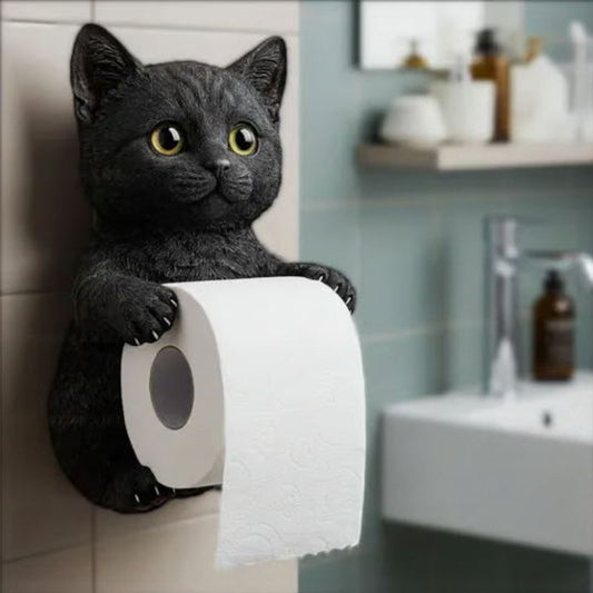 3D Cat Toilet Paper Holder with Easy Wall Mount