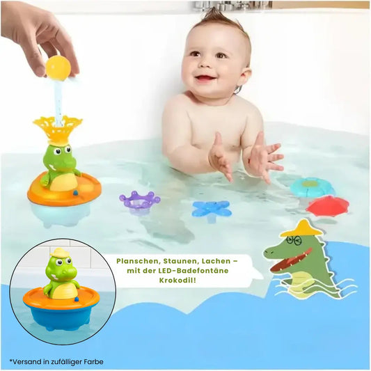 LED Bath Fountain "Crocodile" – With Replaceable Attachments & Light Effect