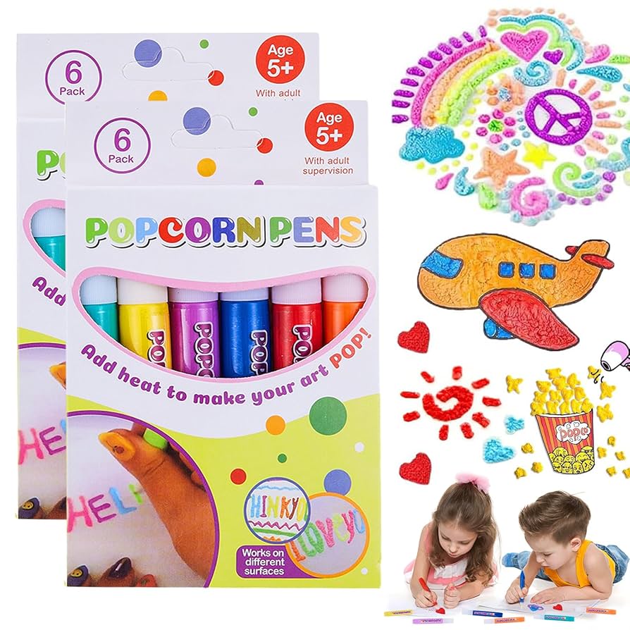Magical Puffy Popcorn Pens — Creative 3D Painting Fun for Young & Old 6-Piece Set