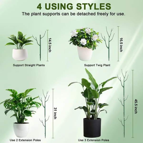 Plant Support Set — Prevents Large Leaf Plants from Tipping Over 5-Piece Set