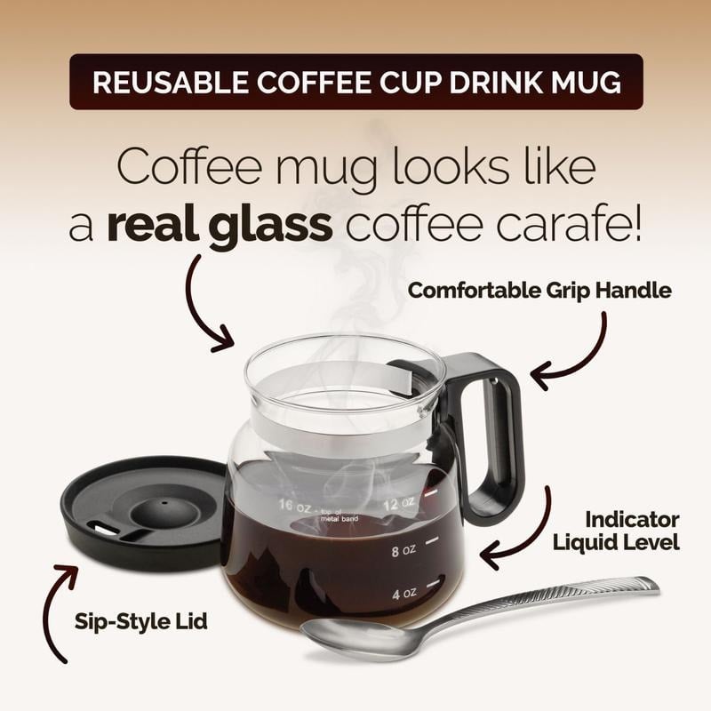 💕💖☕ 16 Oz Glass Coffee Mug – Coffee Pot Style Mivoza Deutschland