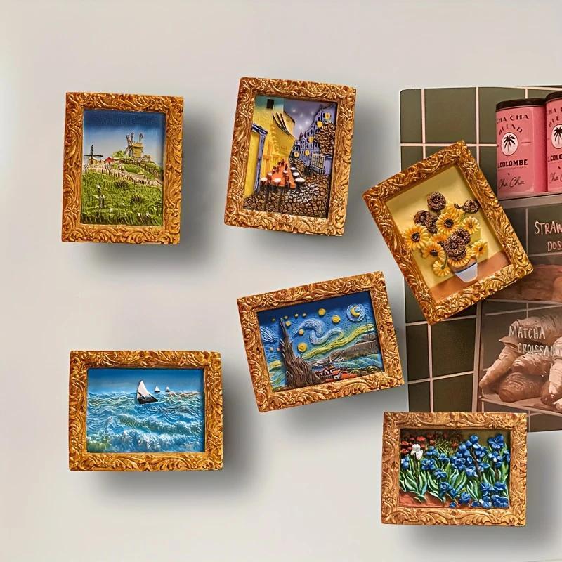 Van Gogh Refrigerator Magnets with 3D Art Details