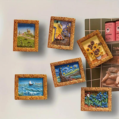 Van Gogh Refrigerator Magnets with 3D Art Details