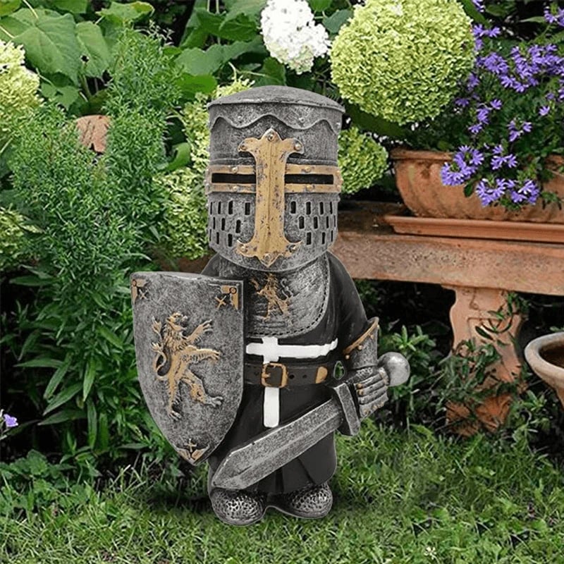Medieval Garden Gnome Statue – Hand-Painted Resin Guardian Figure