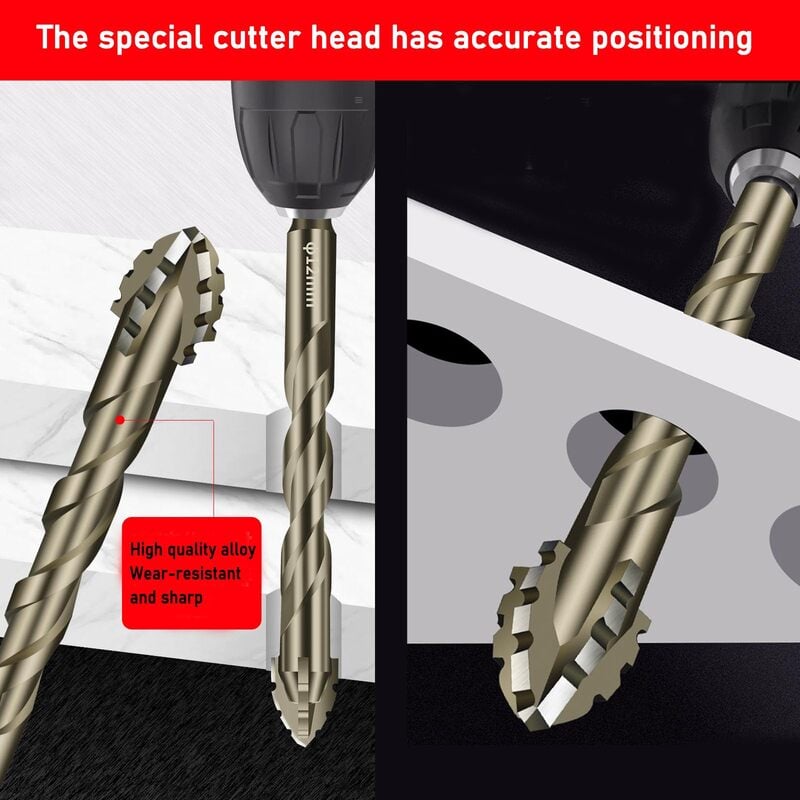 Serrated Drill Bit Set — Titanium Coated & Heat Resistant with 4-Flute Design, 6-Piece Set