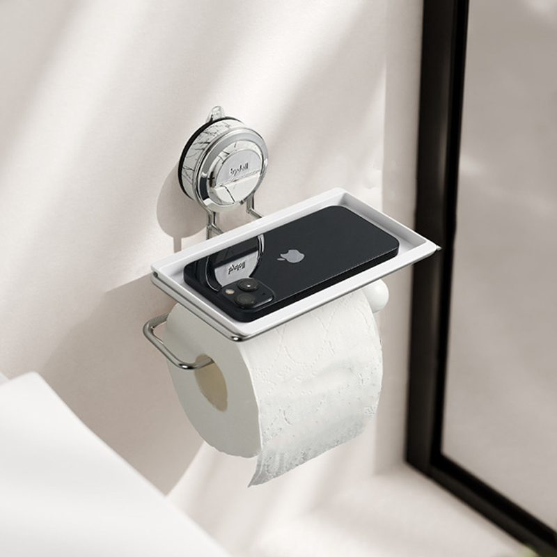 Drill-Free Toilet Paper Holder with Flexible Mount