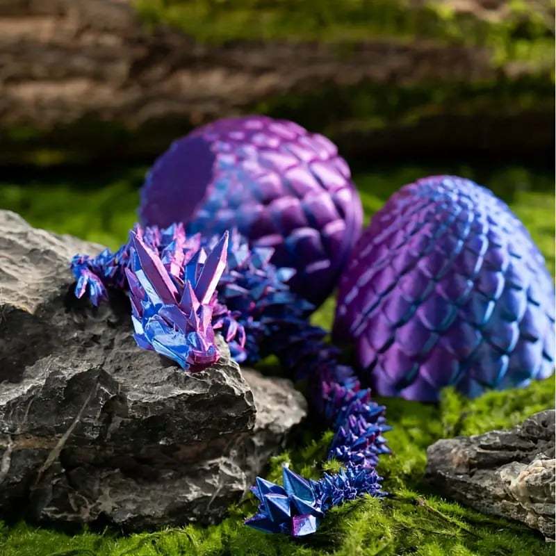 3D-Printed Dragon Egg Toy with Movable Dragon