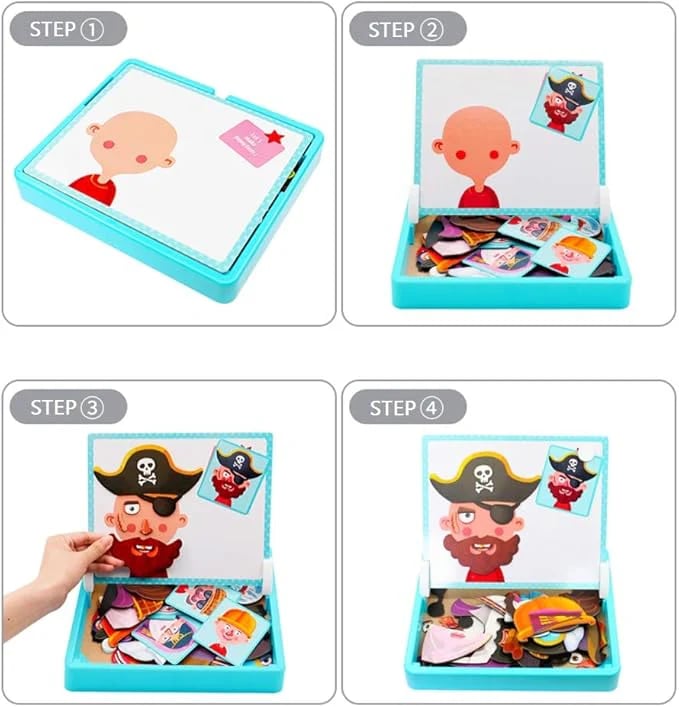 Magnetic Puzzles Face Dress Up Travel Game Double Side Preschool Educational Learning Toy for Kids Mivoza Deutschland