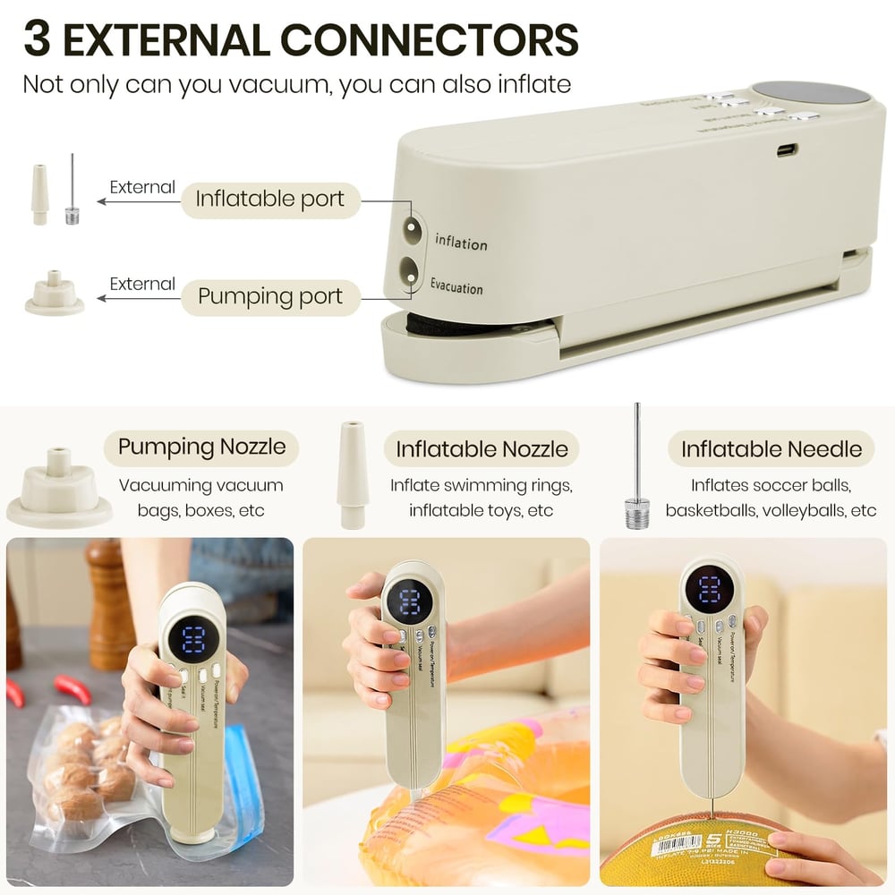 3-in-1 Cordless Mini Vacuum Sealer – Keep Your Food Fresh & More! Zorenza