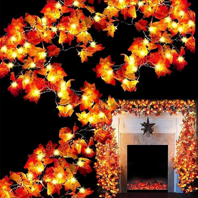 Autumn Maple Leaf LED String Lights — Warm Light & Cozy Atmosphere