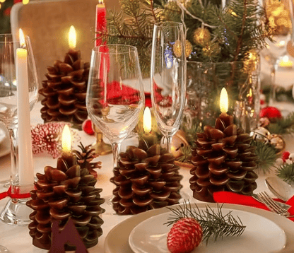 Battery-Powered Pine Cone Candle — Safe Flameless LED Light