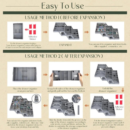 3-Tier Smart Drawer Organizer – Optimizes Storage Space