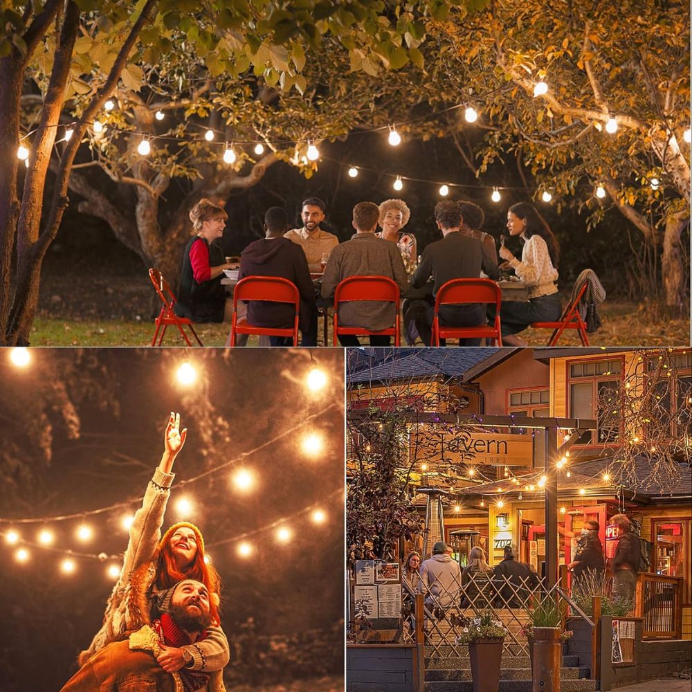 Solar-Powered Outdoor Light Chain — 15 Meters Warm White LED Waterproof