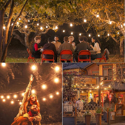 Solar-Powered Outdoor Light Chain — 15 Meters Warm White LED Waterproof