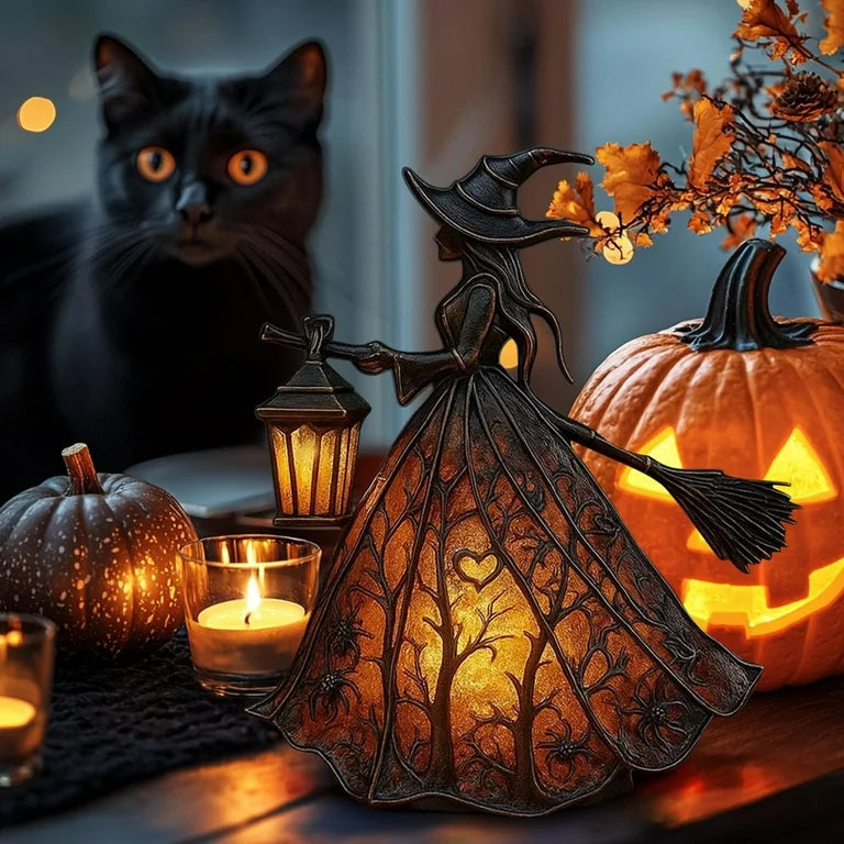 Enchanted Witch Lamp – Handcrafted Halloween Light for Cozy Nights