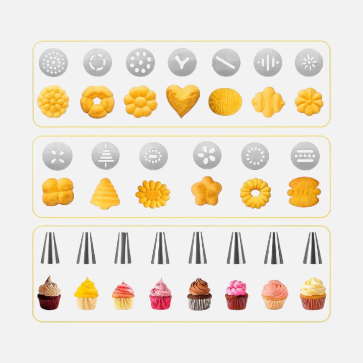 Stainless Steel Cookie Press – Easy One-Hand Baking