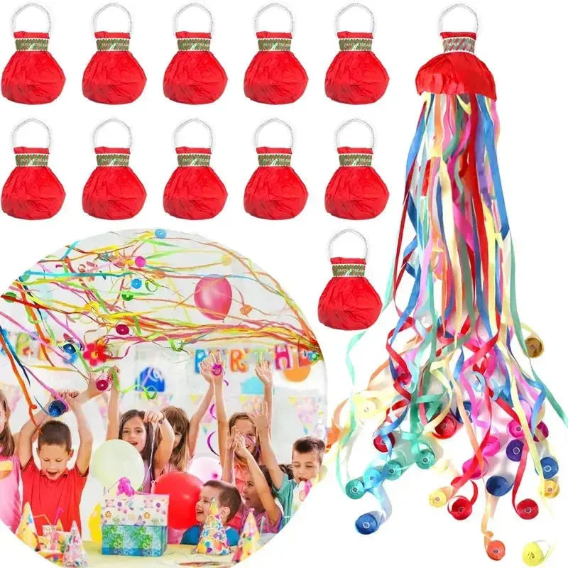 Wurfstreifen aus Papier – Bunte Überraschung ganz ohne Konfettigeschehen (10 Stück)