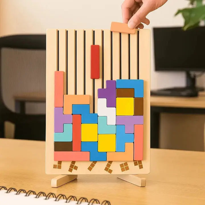 Holz-Tetris-Puzzlebrett – Die perfekte Denkpause für Ihren Schreibtisch