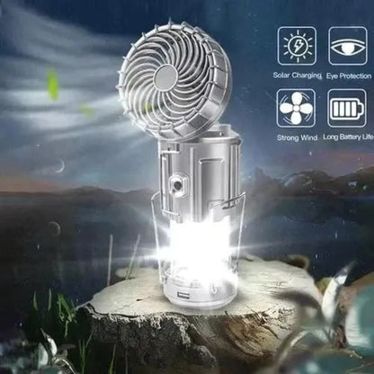 LED-Campinglaterne mit Ventilator | 6-in-1 Lampe, Taschenlampe & Powerbank | Solar & Akku, tragbar, IP44 wasserabweisend Mivoza Deutschland