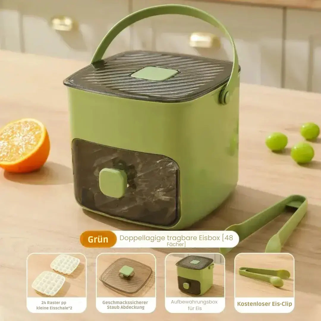 Eiswürfelbehälter mit Druckmechanismus – 48 Würfel ohne Kleckerei und ohne Aufwand