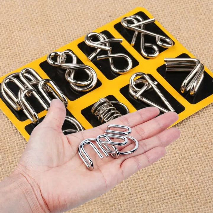 Interlock Metal Puzzle Set — Perfect for Christmas & Game Nights 8-Piece Set