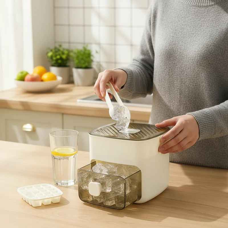 Eiswürfelbehälter mit Druckmechanismus – 48 Würfel ohne Kleckerei und ohne Aufwand